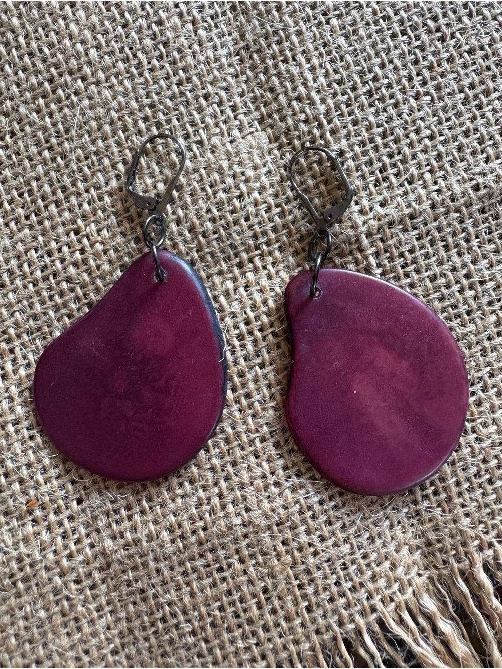 Tagua Nut Purple Lightweight Dangle Earrings - Women Jewelry